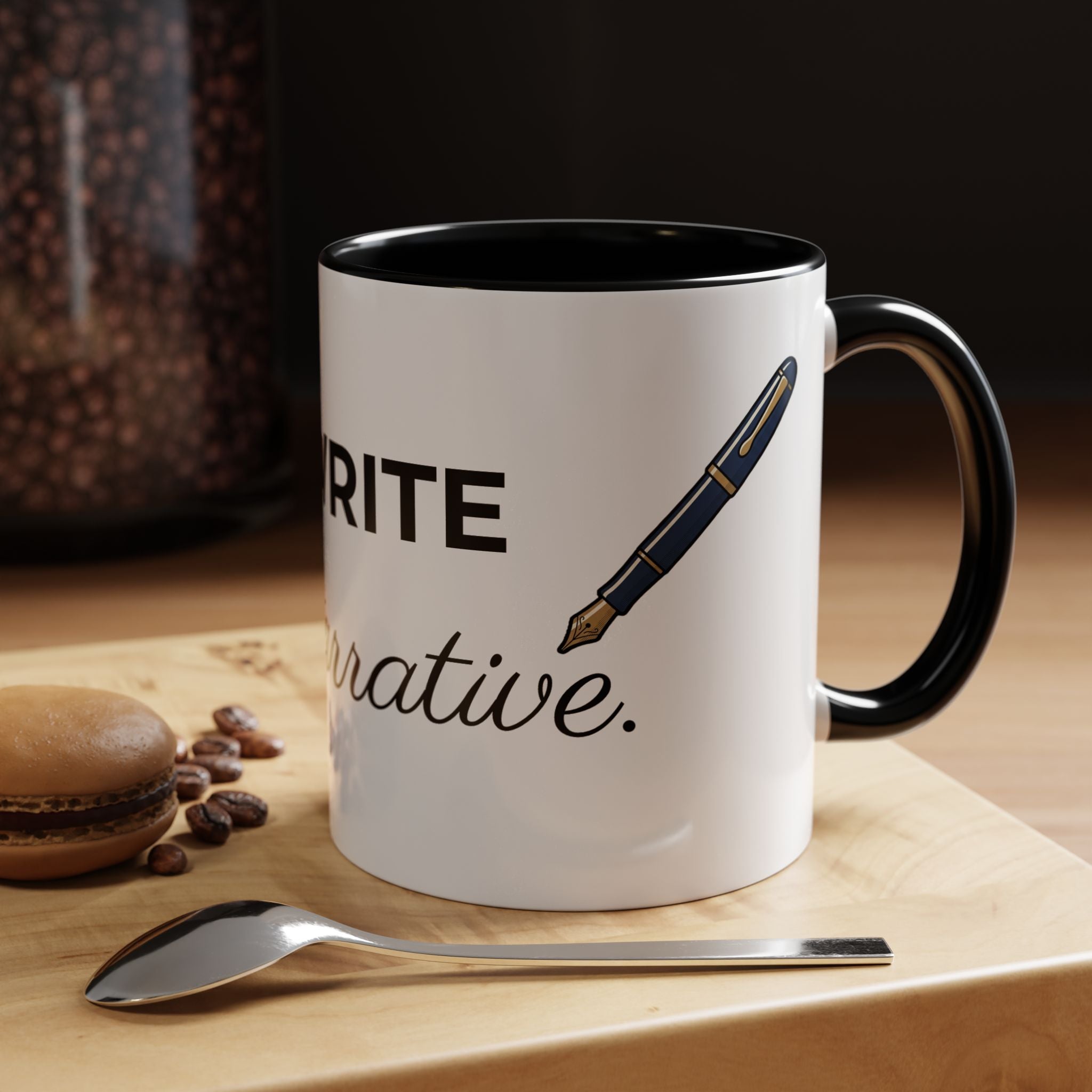 Rewrite the Narrative Coffee Mug – 11/15oz Accent Black-Trim Mug