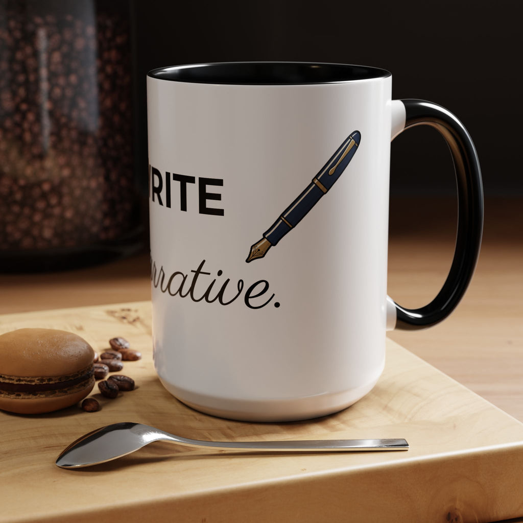 Rewrite the Narrative Coffee Mug – 11/15oz Accent Black-Trim Mug