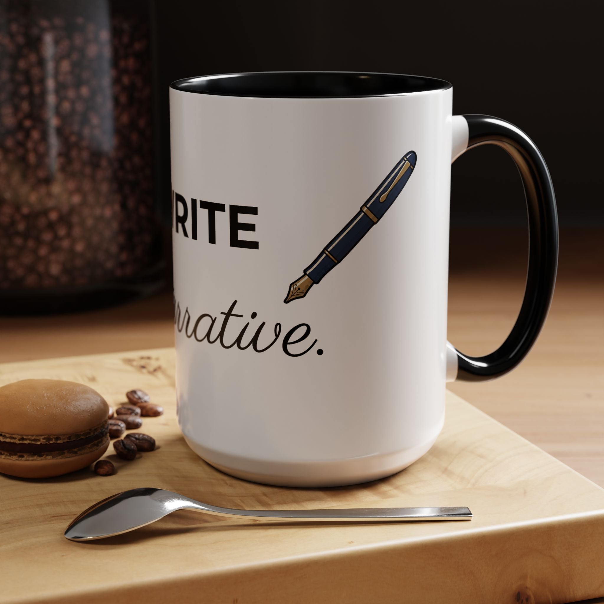 Rewrite the Narrative Coffee Mug – 11/15oz Accent Black-Trim Mug
